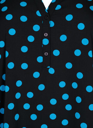 Bluse med print og 3/4 ermer, Black Blue Dot, Packshot image number 2