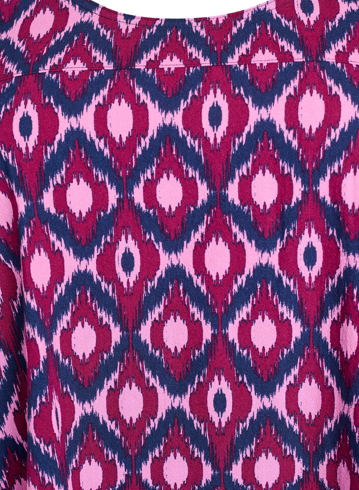 Kort bomullskjole med 3/4 ermer og lommer, Rosa, Packshot image number 2