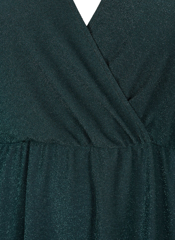 Glitterkjole med omslagsutseende og lange ermer, Black Scarab, Packshot image number 2