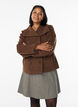 Kort jakke med krage og stoffdekkede knapper, Brun, Model image number 0