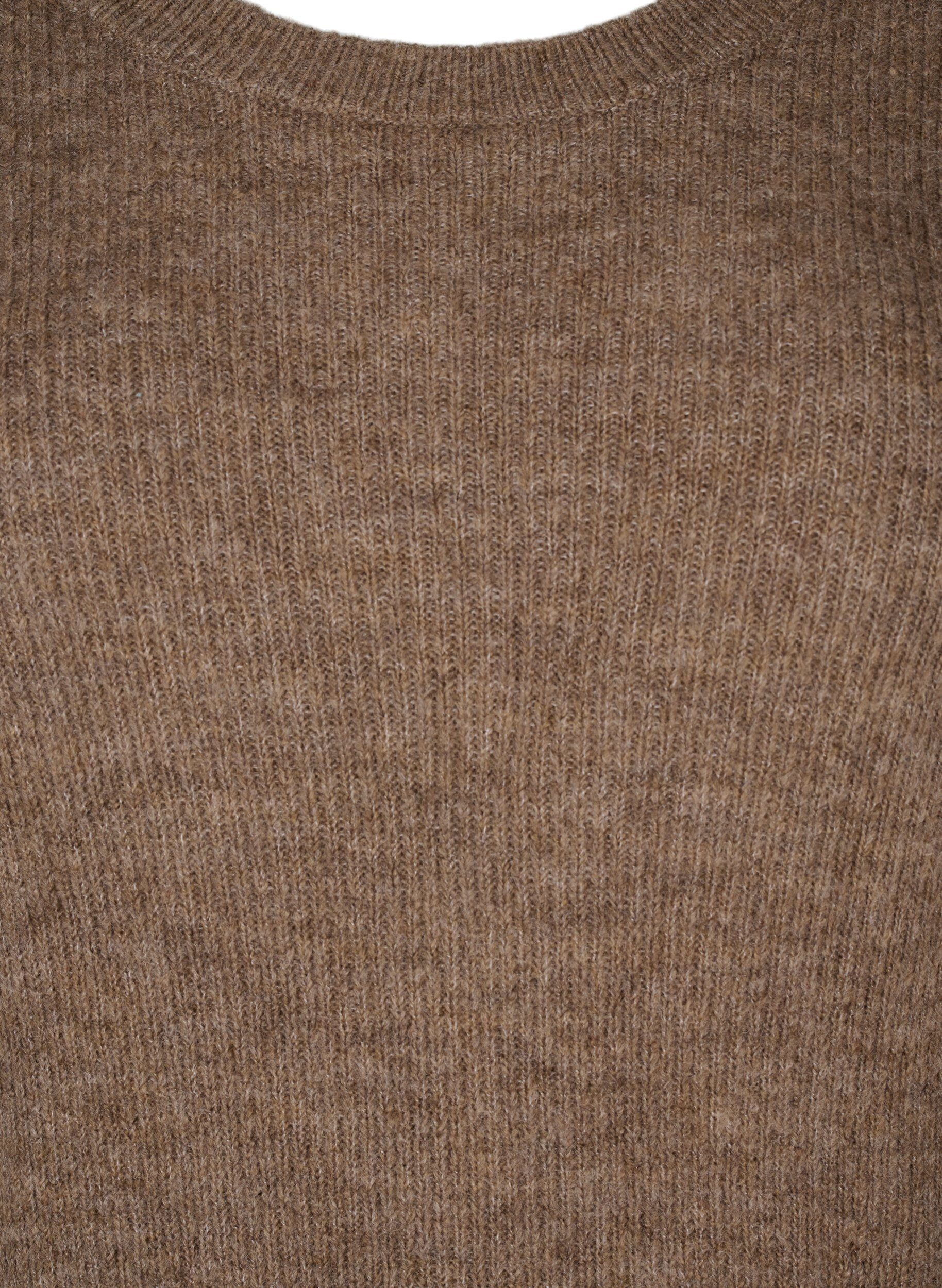 Zizzi Ribbestrikket kjole med lange ermer, Caribou Mel., Packshot image number 2