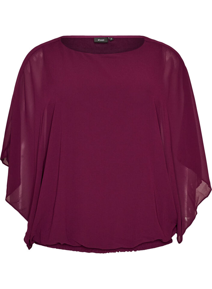 Chiffonbluse med ballongeffekt, Lilla, Packshot image number 0