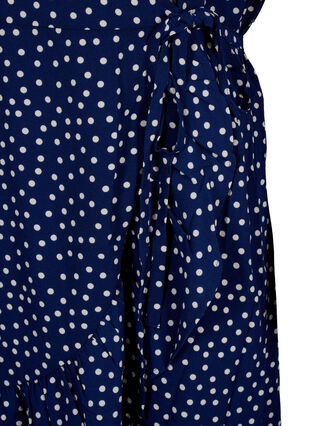 Omslagskjole med prikker og korte ermer, Navy Blazer Dot AOP, Packshot image number 3