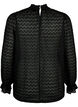 Bluse med lange ermer og mønstret tekstur, Black, Packshot image number 1