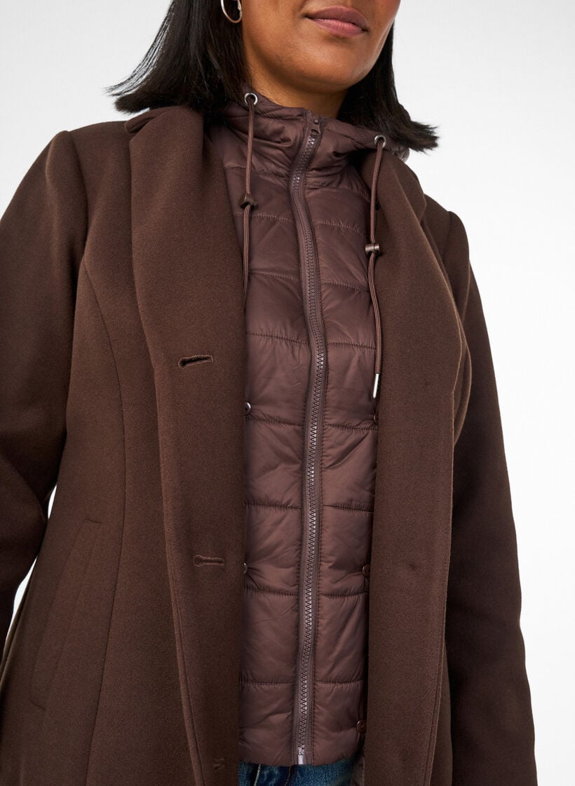 Frakk med avtakbar vattert innsats, Brun, Model image number 4