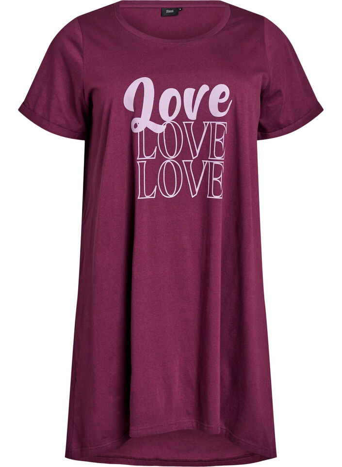 Kortermet nattkjole i økologisk bomull, Mørk Bordeaux, Packshot image number 0