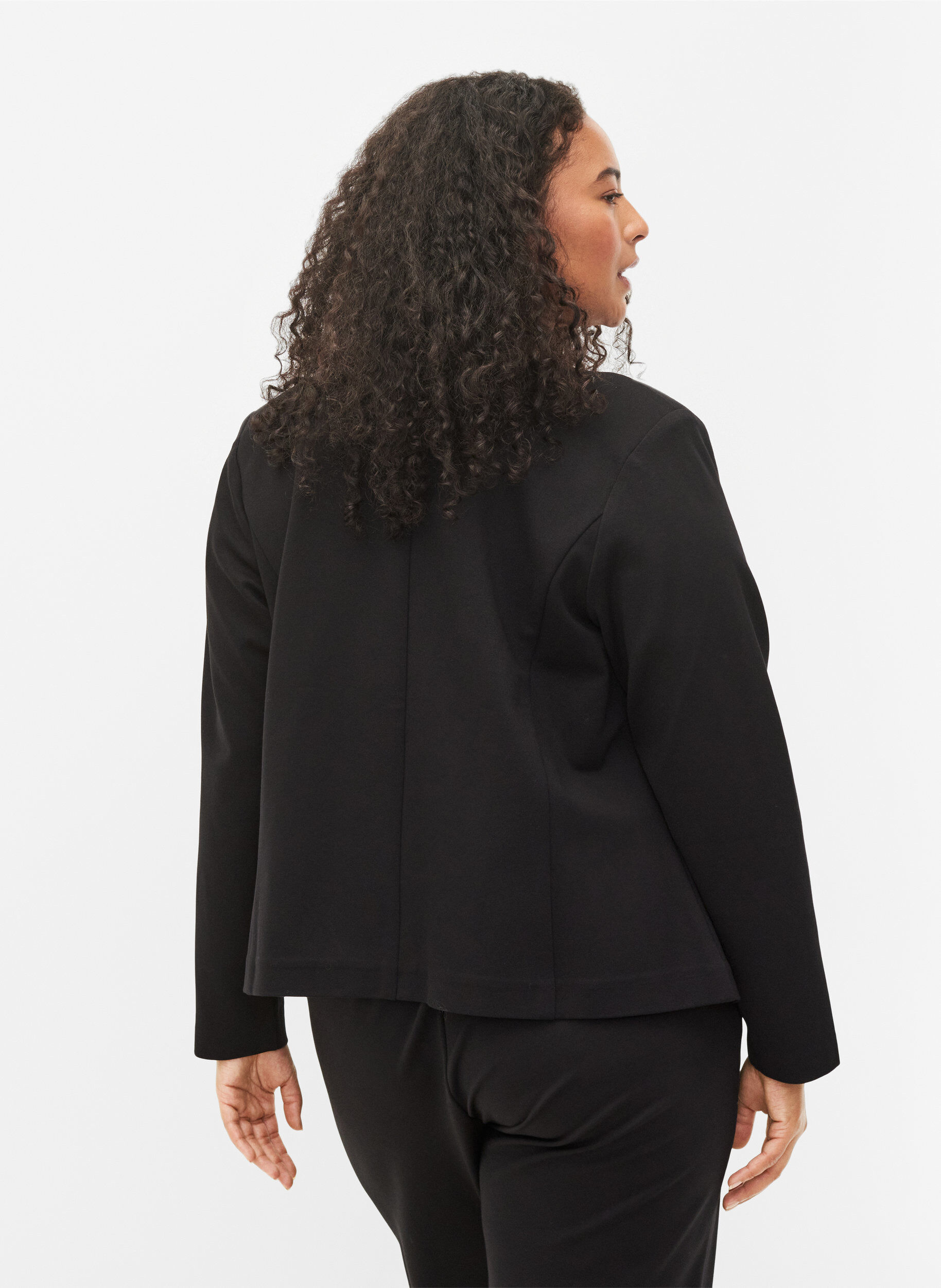 ZizziEnsfarget kort &aring;pen blazer, Black, Model image number 1