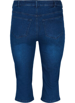 Zizzi Tettsittende capribukser i denim og bomull, Dark blue denim, Packshot image number 1