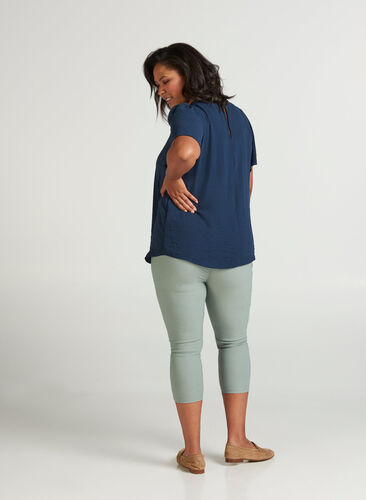 Tettsittende 3/4-bukser med glidelås, Slate Gray, Model image number 0