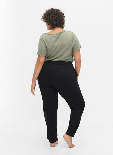 Pysjamasbukser i bomull, Black, Model image number 0