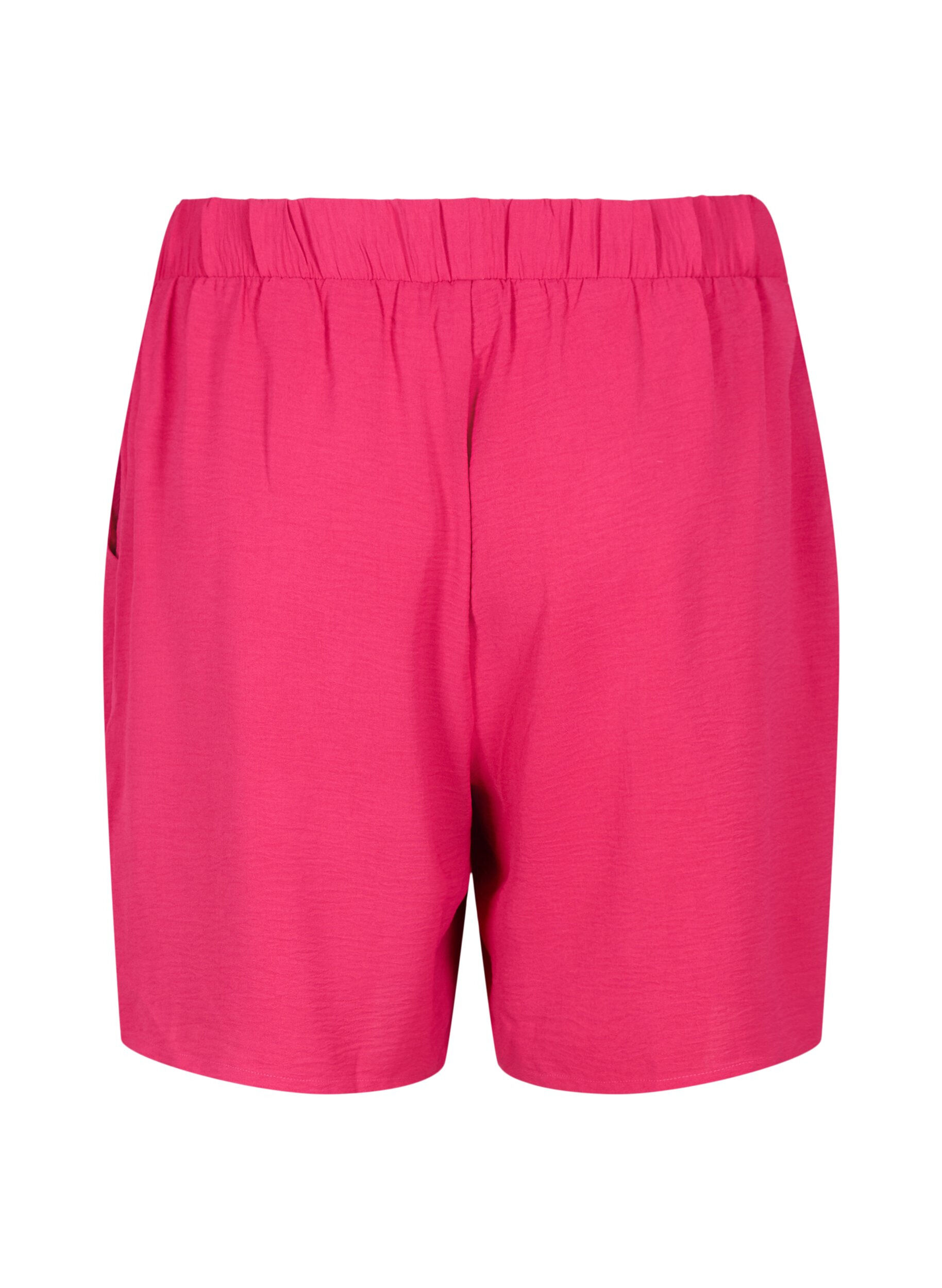 Zizzi Shorts med lommer og elastisk linning, Rosa, Packshot image number 1