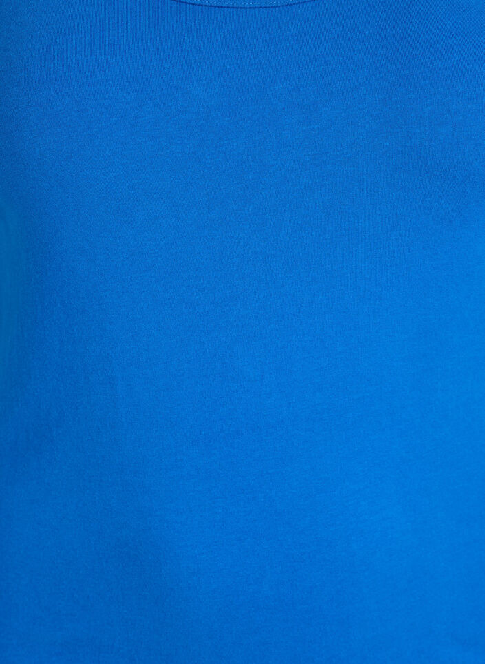 Ensfarget basic topp i bomull, Bl&aring;, Packshot image number 2