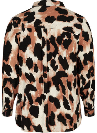 Viskoseskjorte med leopardmønster, Black AOP, Packshot image number 1