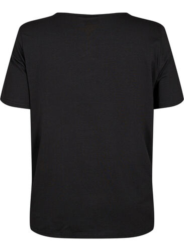 T-skjorte med V-hals og kryssdetalj, Black, Packshot image number 1