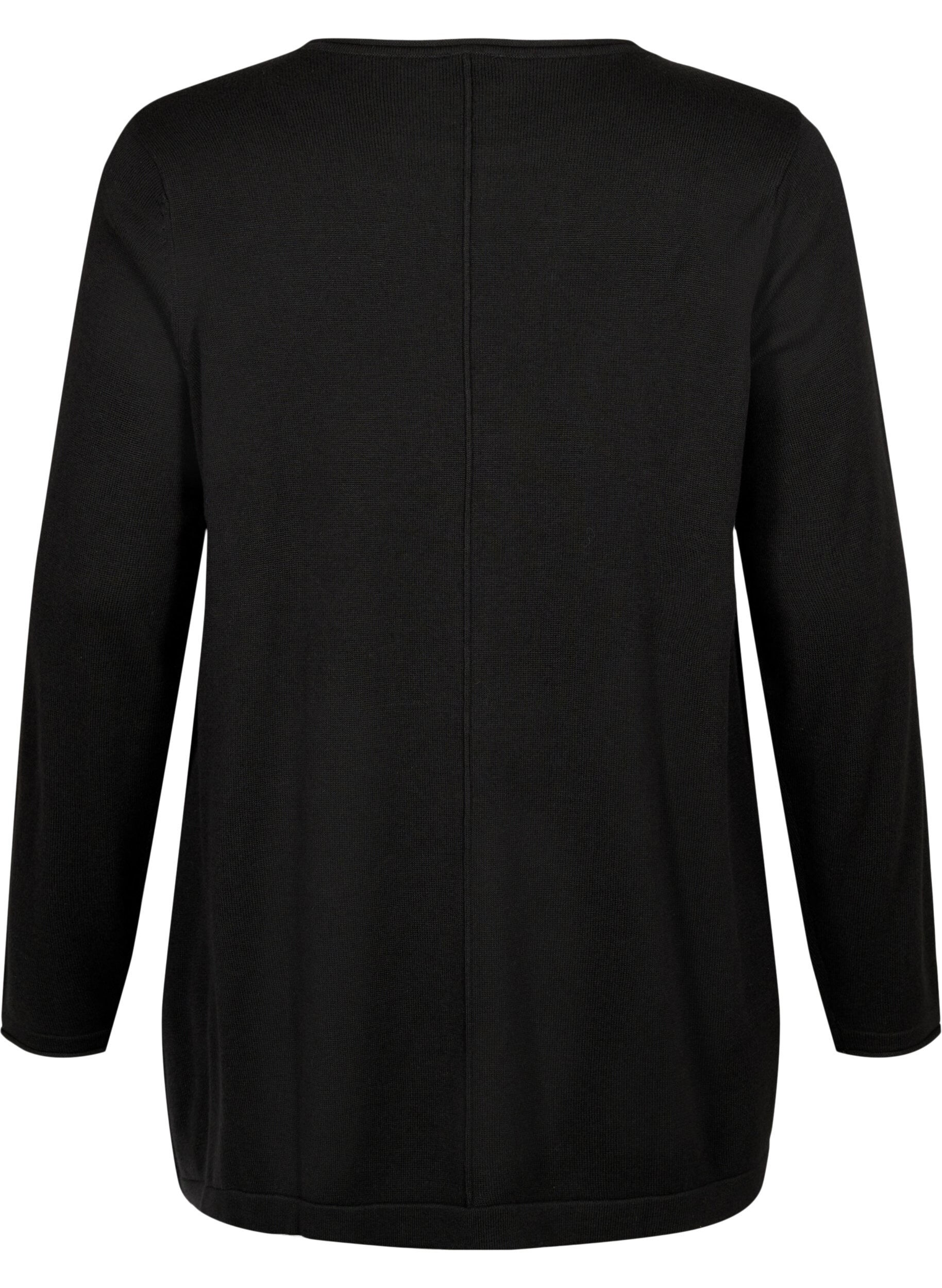ZizziStrikket bluse i bomull og viskoseblanding, Svart, Packshot image number 1