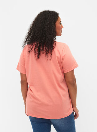 Kortermet T-skjorte med V-hals, Bright Coral, Model image number 1