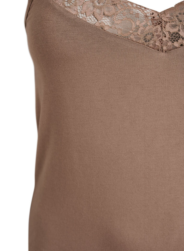 Topp i viskose med blondekant, Beige, Packshot image number 2