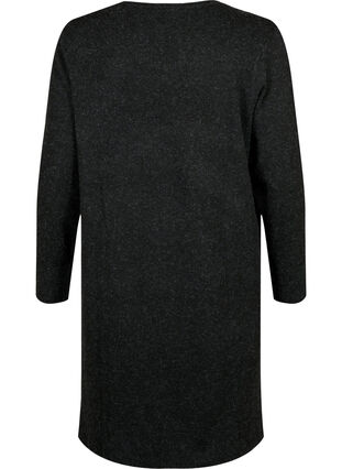 Strikket kjole med splitt i ermene, Dark Grey Melange, Packshot image number 1