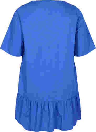 Kortermet bomullstunika med A-form, Dazzling Blue, Packshot image number 1