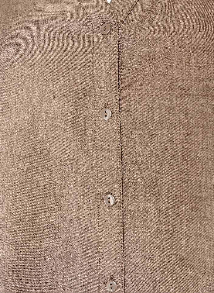 Loose fit skjorte med V-hals, Brun, Packshot image number 2