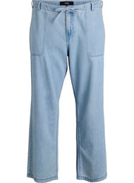 Høy midje jeans med knytebelte, Light Blue