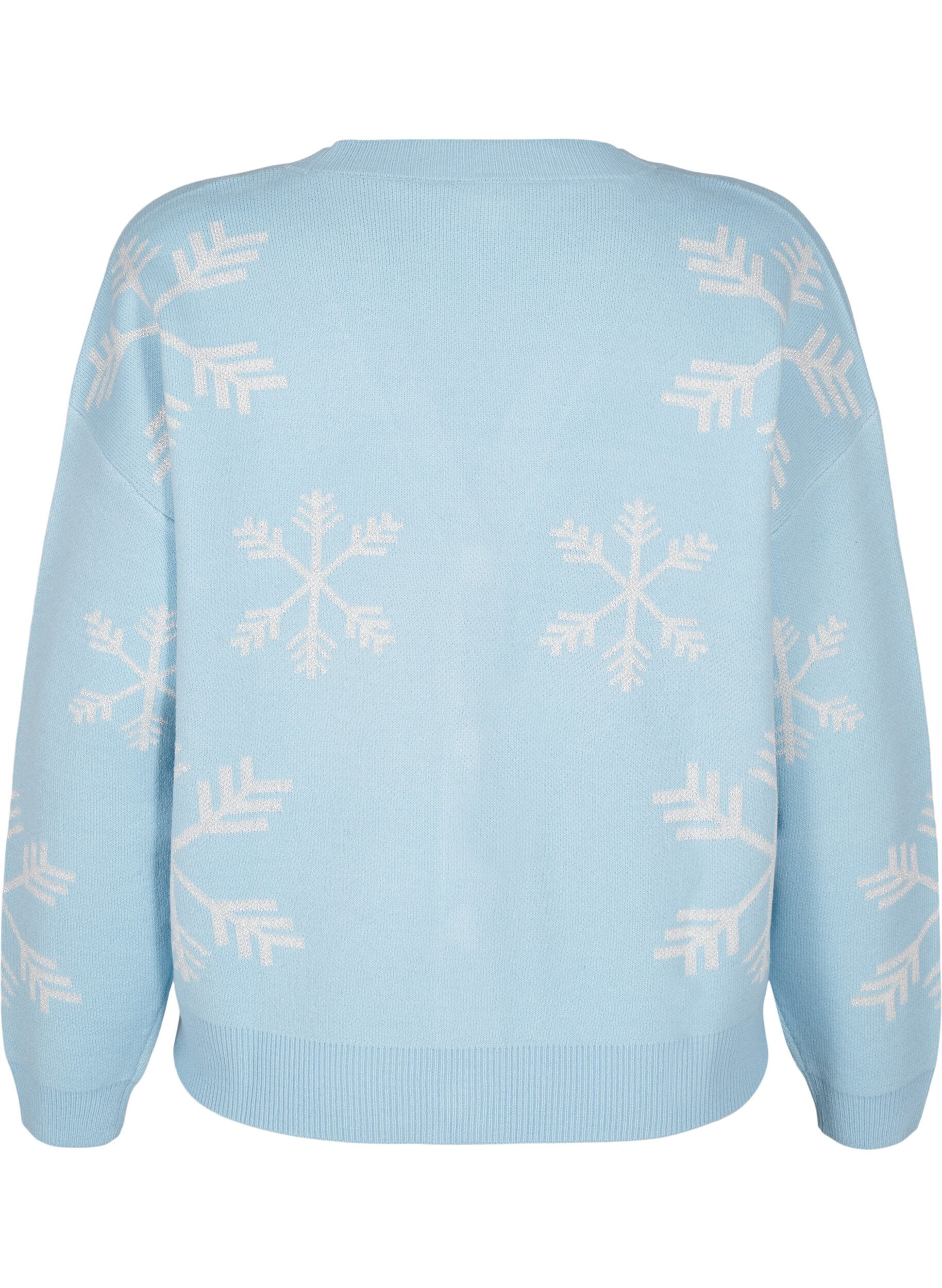 Zizzi Julestrikket cardigan, Cerulean Comb, Packshot image number 1