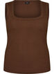 Ribbet topp med firkantet halslinje, Brun, Packshot image number 0