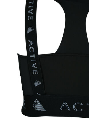 Sports-BH med tekstmønster, Black, Packshot image number 3