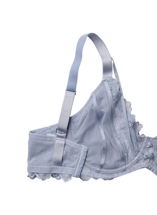 Zizzi Heldekkende BH med blonder og stringdetaljer, Blå, Packshot image number 3