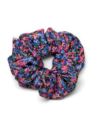 Blomstrete scrunchie, Blue Pink Flower