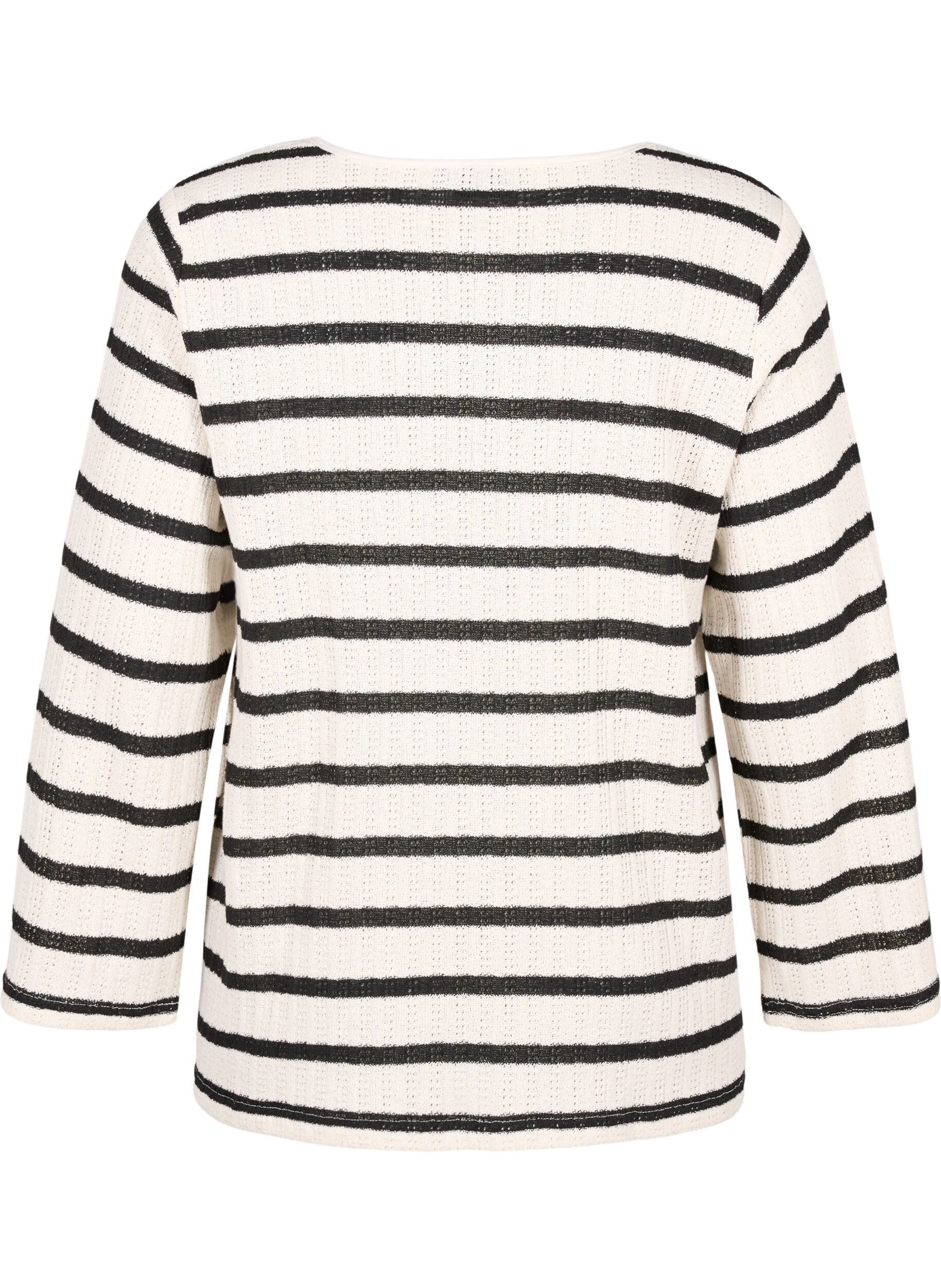 Zizzi Stripete cardigan med knytestrikk, Sand Black Stripe, Packshot image number 1