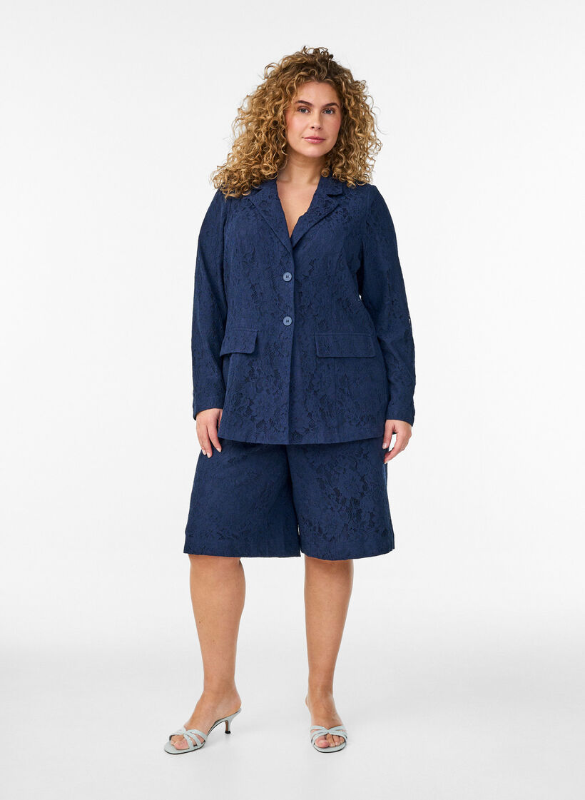 Blondeblazer med knappelukking, Bl&aring;, Model image number 1