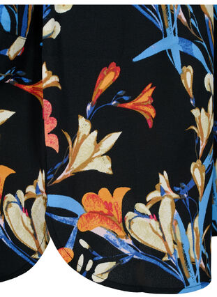 Kjole med trykk og snøring i midjen, Black Flower AOP, Packshot image number 4