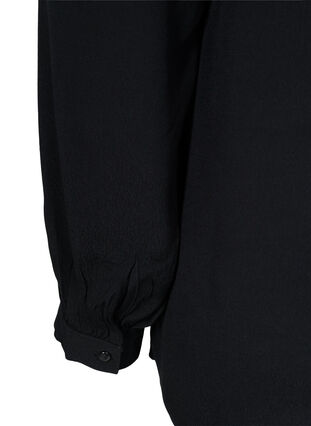 Langermet viskoseskjorte med volangdetaljer, Black, Packshot image number 3