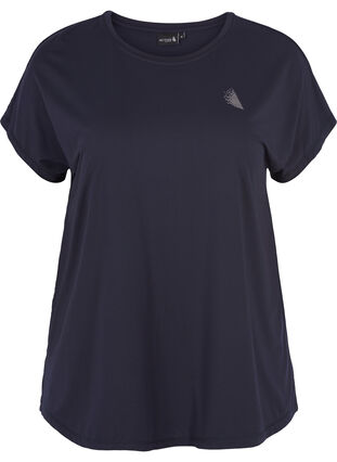 Zizzi Ensfarget T-skjorte til trening, Blå, Packshot image number 0