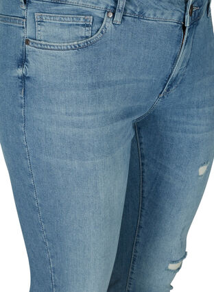 Ekstra slim Sanna jeans med slitte detaljer, Light blue denim, Packshot image number 2