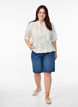 Bluse med trykk og 1/2 ermer, Hvit, Model image number 1
