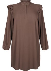 Kort kjole med volanger og glitter, Brun Kort kjole med volanger og glitter