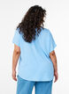 Bluse med korte ermer og rund hals, Bl&aring;, Model image number 2