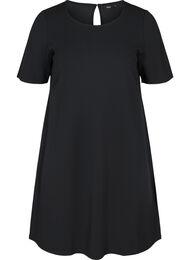Kortermet kjole med rund hals, Black