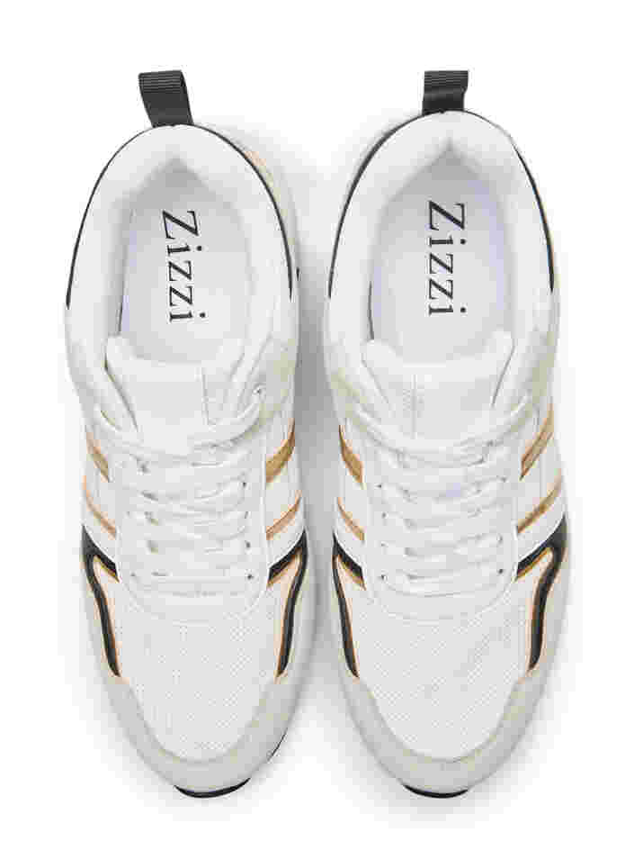 Sneakers med wide fit, White/Gold, Packshot image number 1