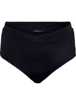 Ensfarget bikinitruse med høyt liv, Black, Packshot image number 0