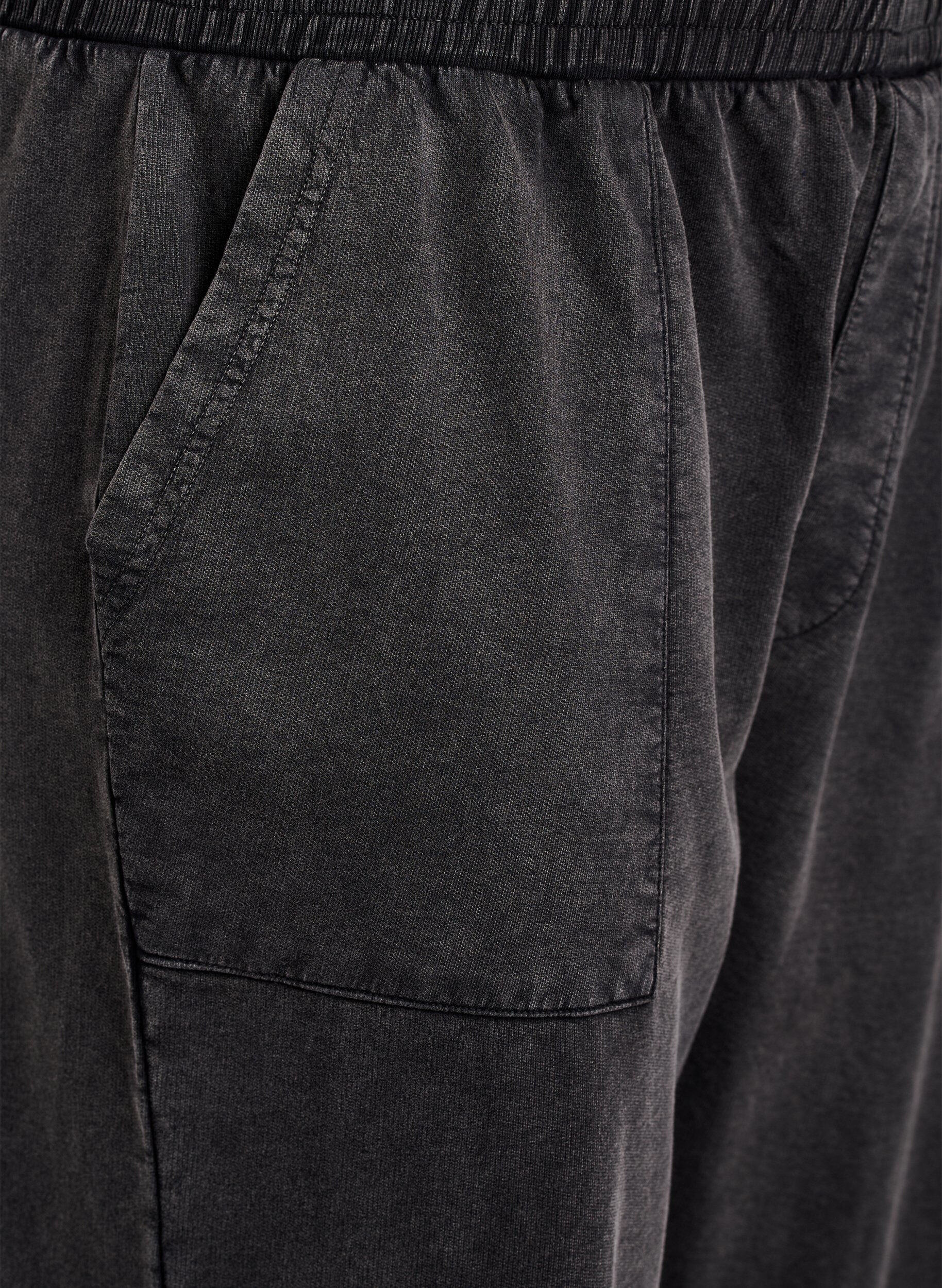 Zizzi Sweatpants med vide ben og vasket effekt, Gr&aring;, Packshot image number 2