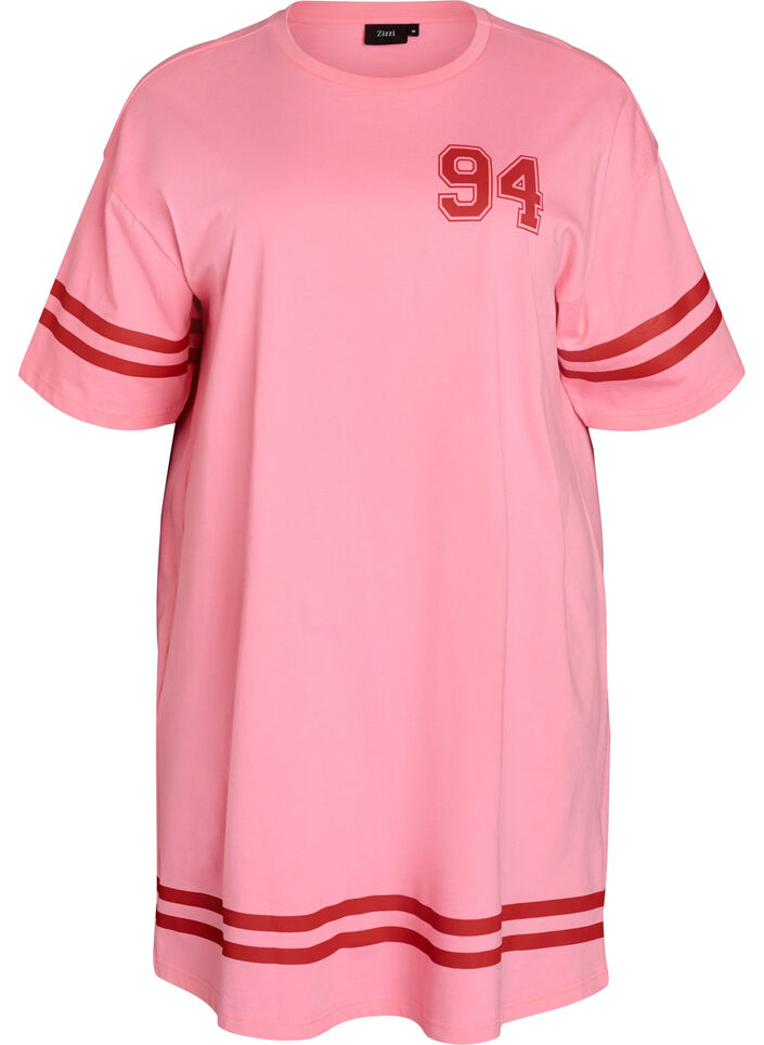 Kort T-skjortekjole med sporty detaljer, Rosa, Packshot image number 0