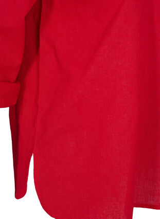 Bluse med 3/4-ermer og knapper, Chinese Red, Packshot image number 3