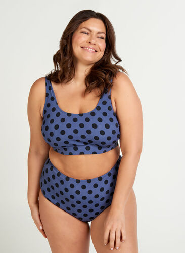 Bikinitruse med høyt liv og mønster, Blue Indigo Dot, Model image number 0