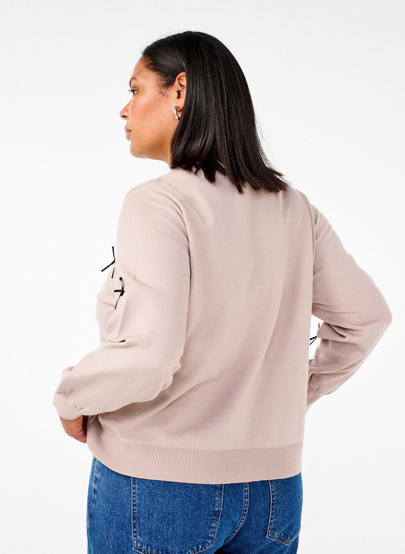 Strikket cardigan med sløyfer, Simply T. Black Bows, Model image number 1