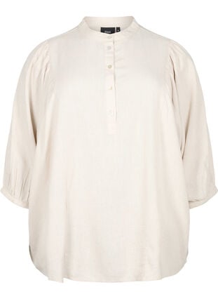 Skjortebluse med 3/4 ermer, Moonbeam, Packshot image number 0