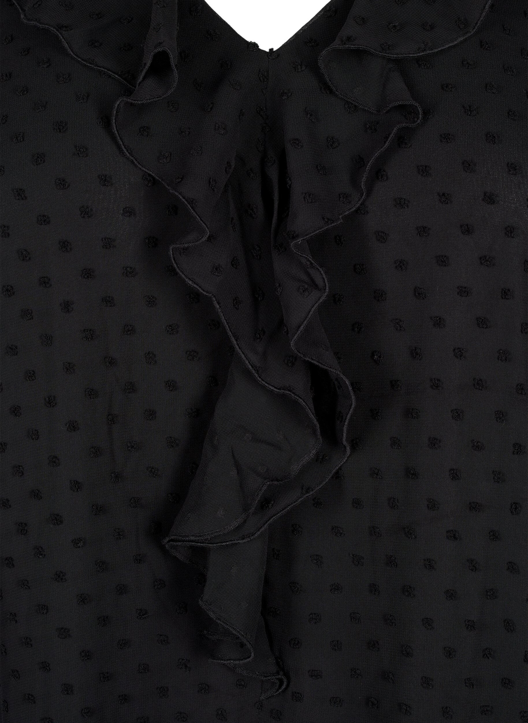 Zizzi Tunika med volanger og prikkede tekstur, Black, Packshot image number 2