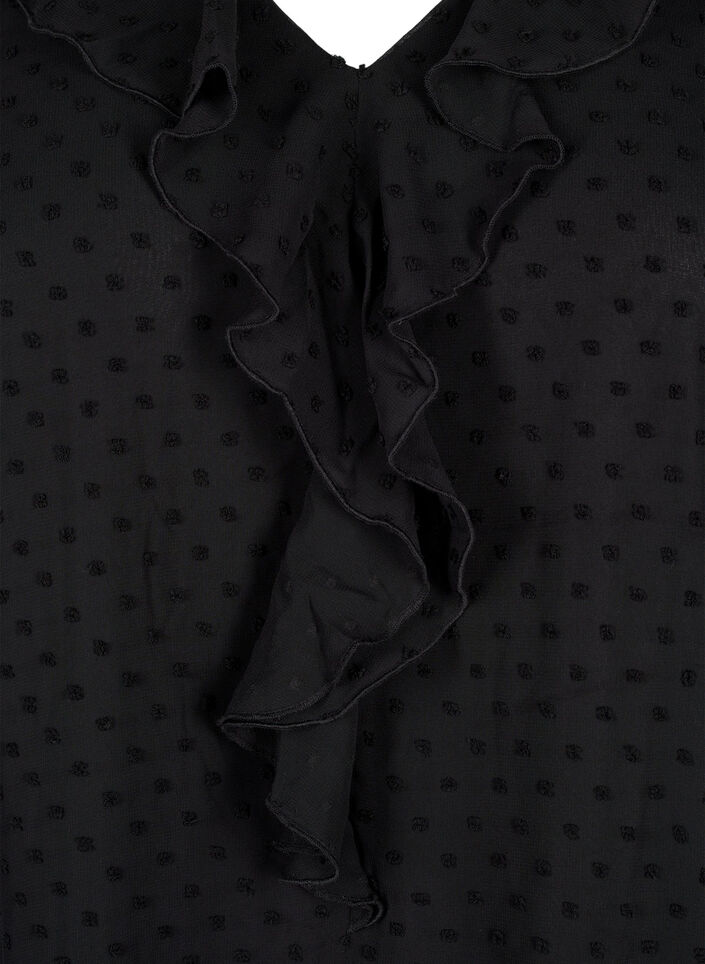 Tunika med volanger og prikkede tekstur, Black, Packshot image number 2
